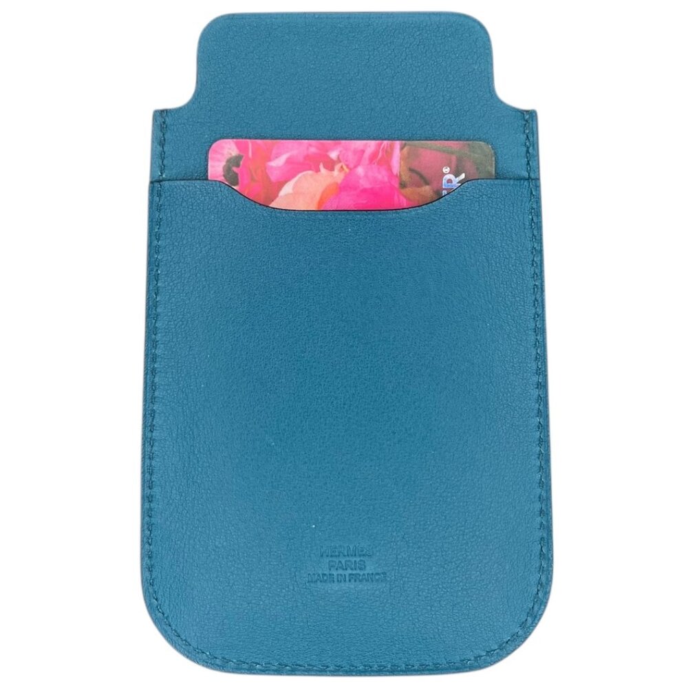 Hermes Swift Chevre Calfskin Bleu Colvert Credit Card Drivers License Wallet
